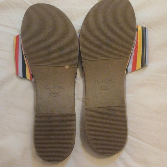 Anthropologie x Dr Scholl's striped leather cabana slide sandals size 39 - Picture 3 of 5
